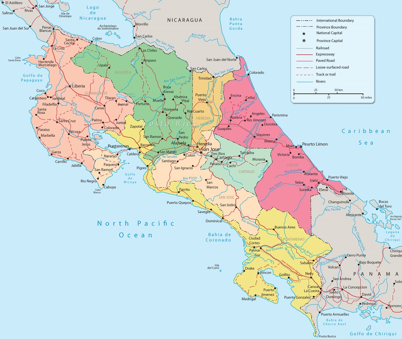 Costa Rica Map Printable