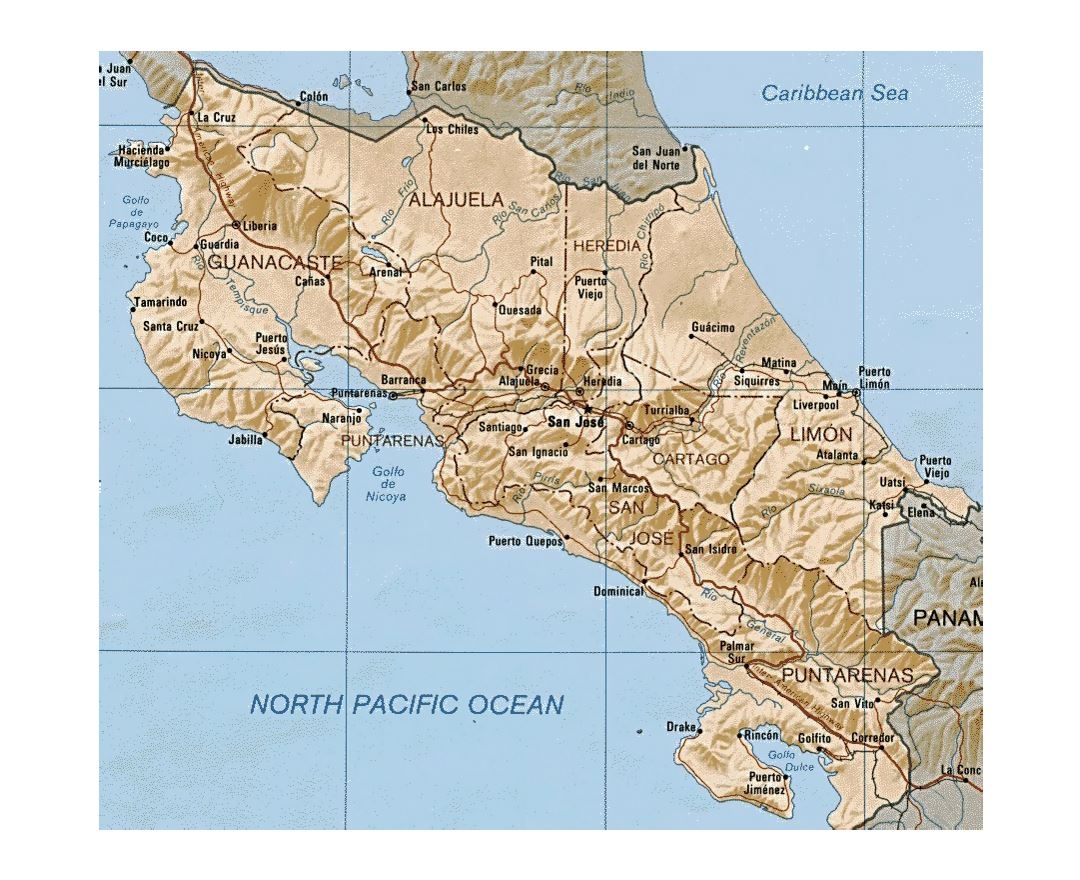 Costa Rica Map Printable