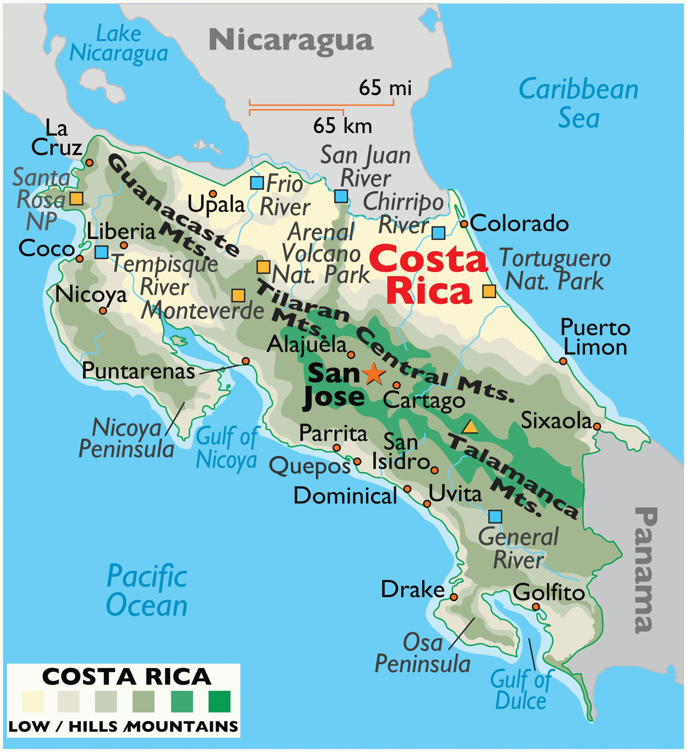 Costa Rica Map Printable