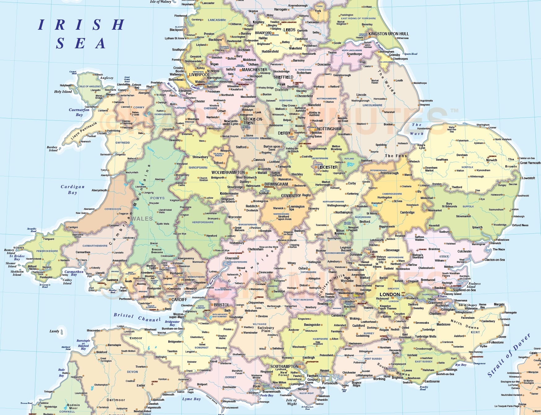 Counties Of England Map Printable