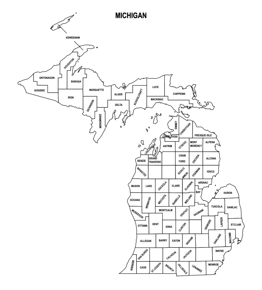 County Map Of Michigan Printable