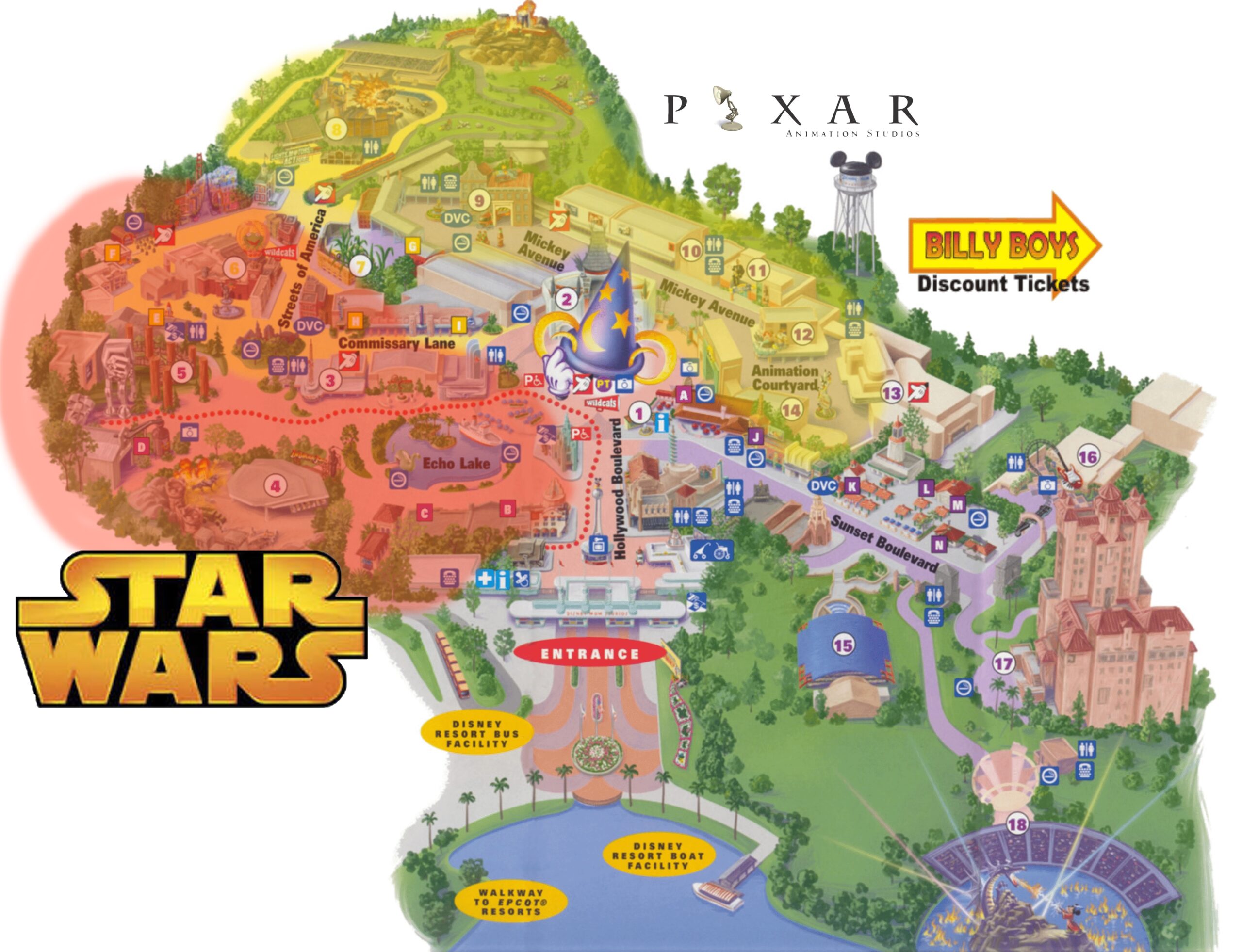 Disney Hollywood Studios Printable Map