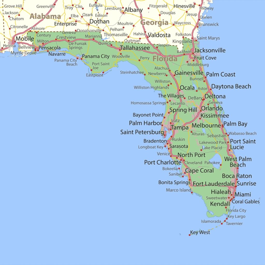 Florida Printable Map UK Printable Hub