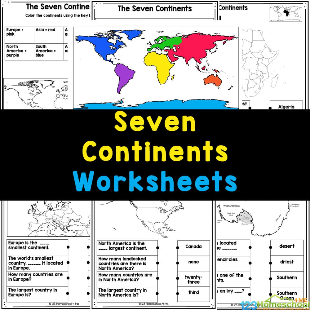 FREE 7 Continents And Oceans Printable Pdf Worksheets Set 2 Continents 