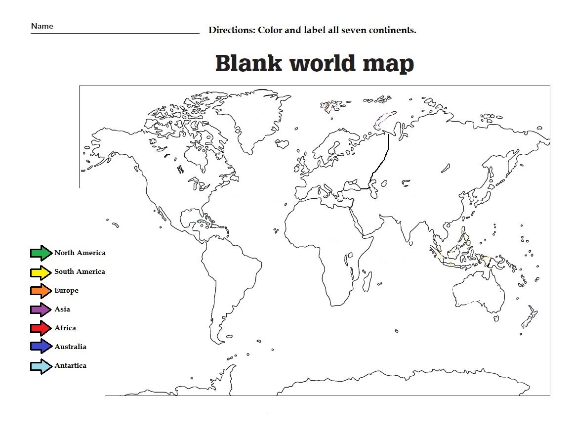 Free Blank World Map Continents Printable Printables For Everyone