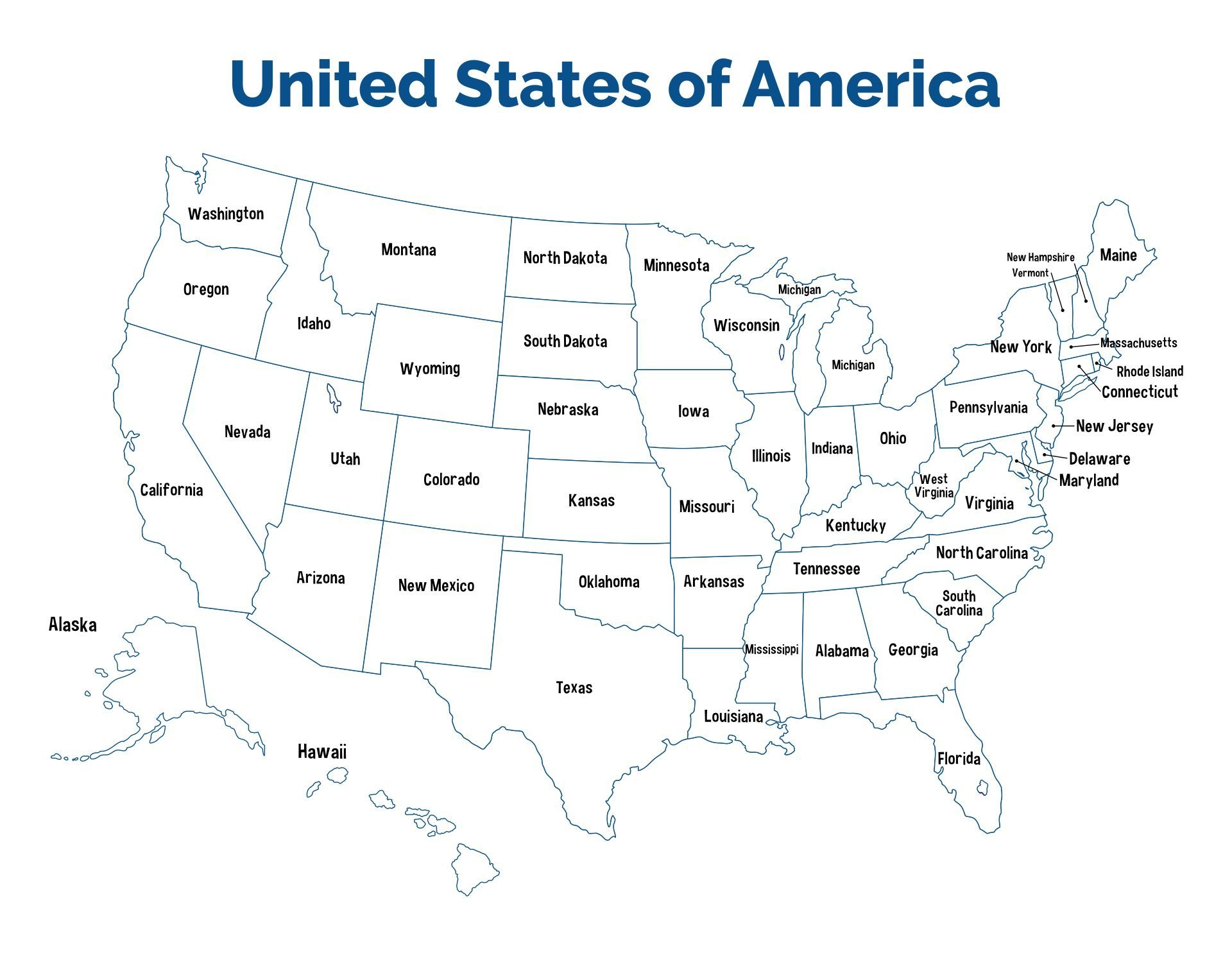 Free Printable 50 States Map