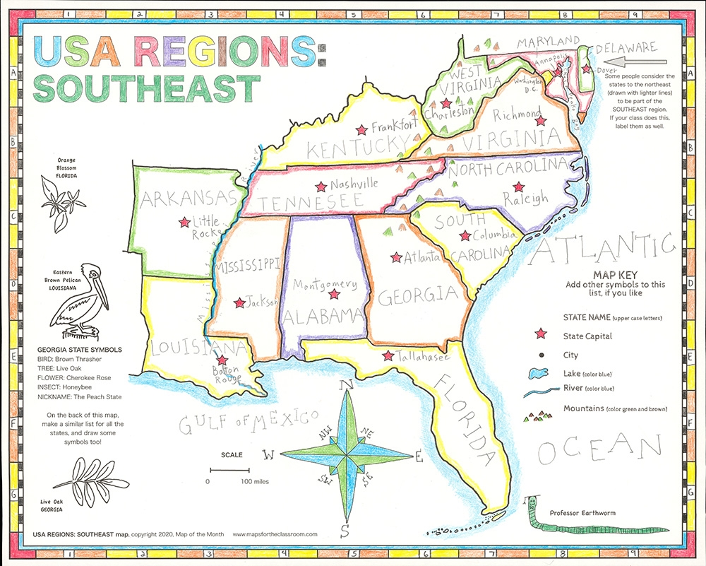 Free Printable Blank Southeast Region Map FREE Printables