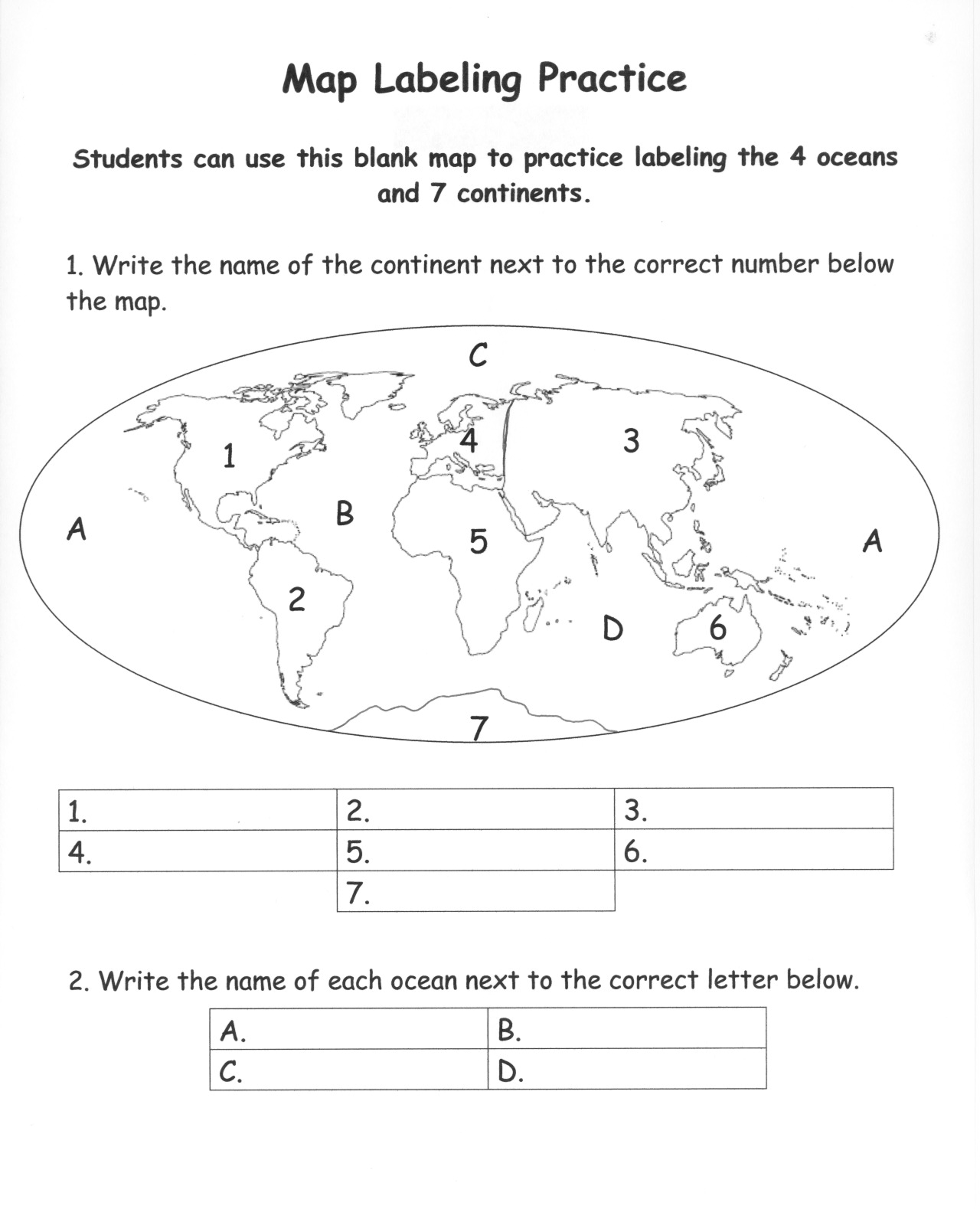 Free Printable Continents And Oceans Worksheet Printable Board Games
