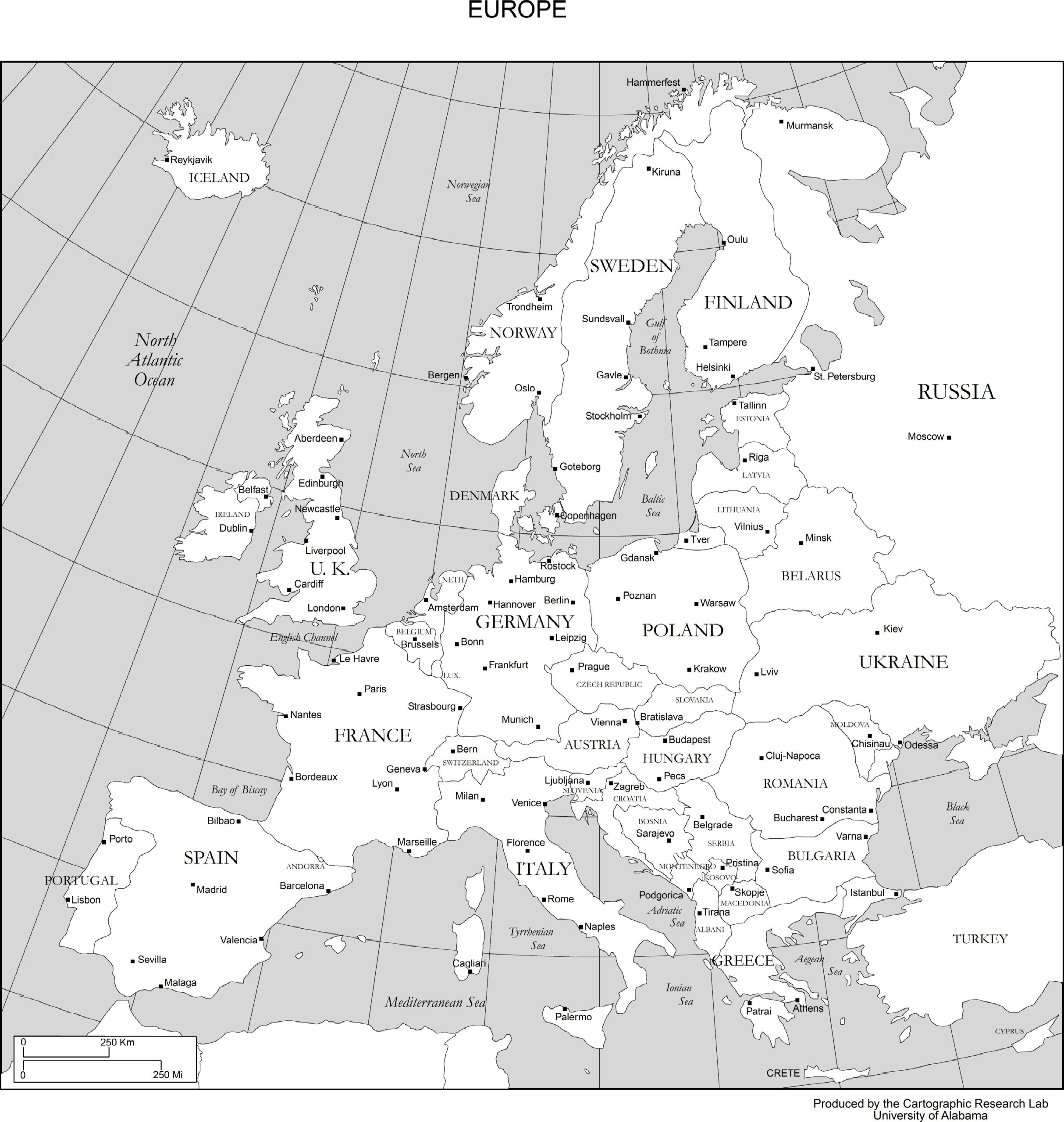 Free Printable Europe Maps