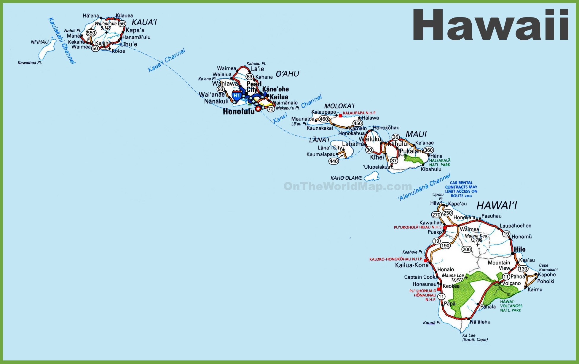 Free Printable Hawaiian Islands Map Detailed More Printables For 