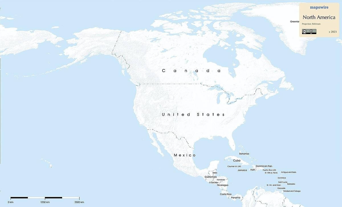 Free Printable Map North America