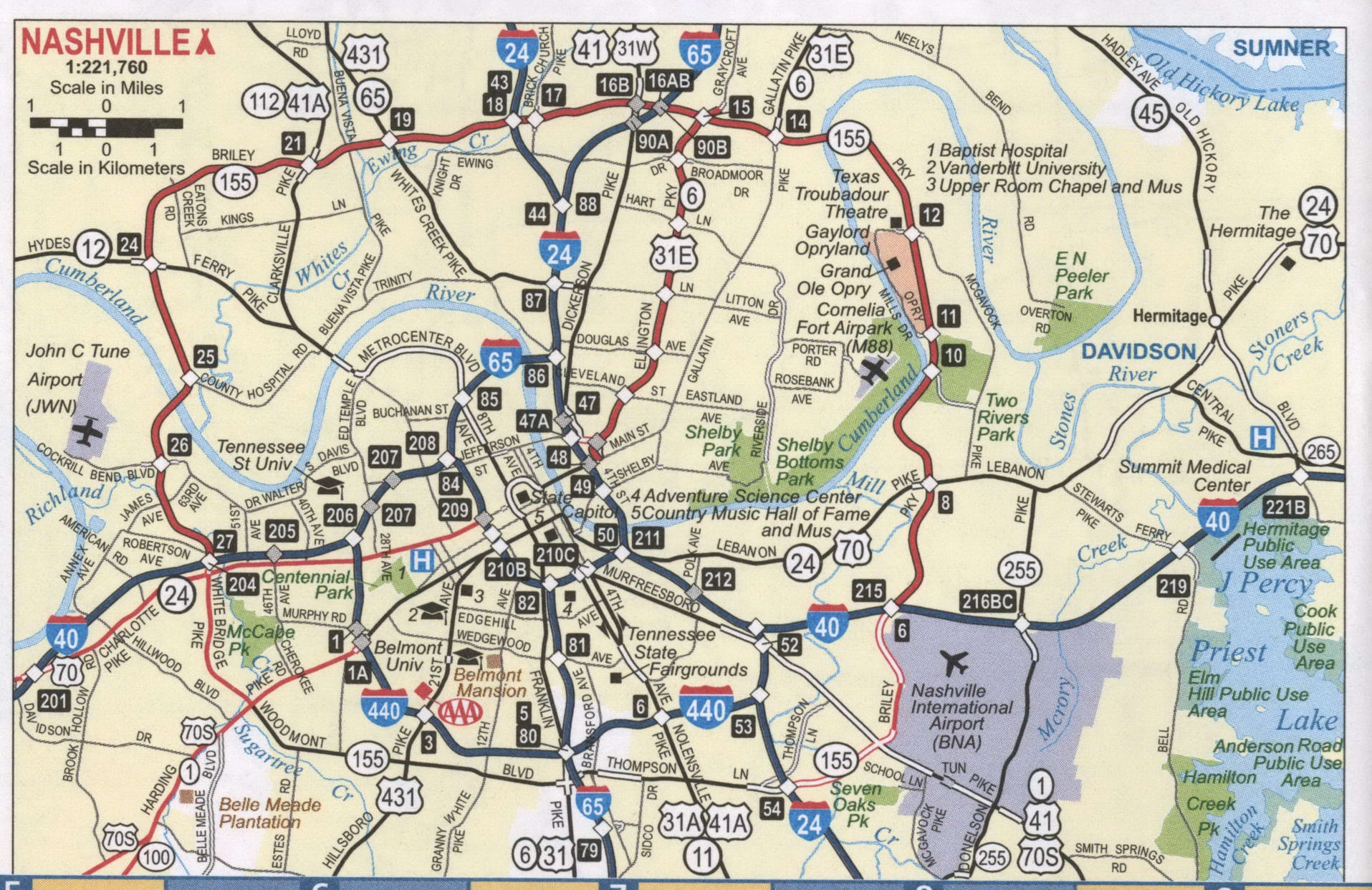 Free Printable Map Of Nashville TN Easy Download Printables For 