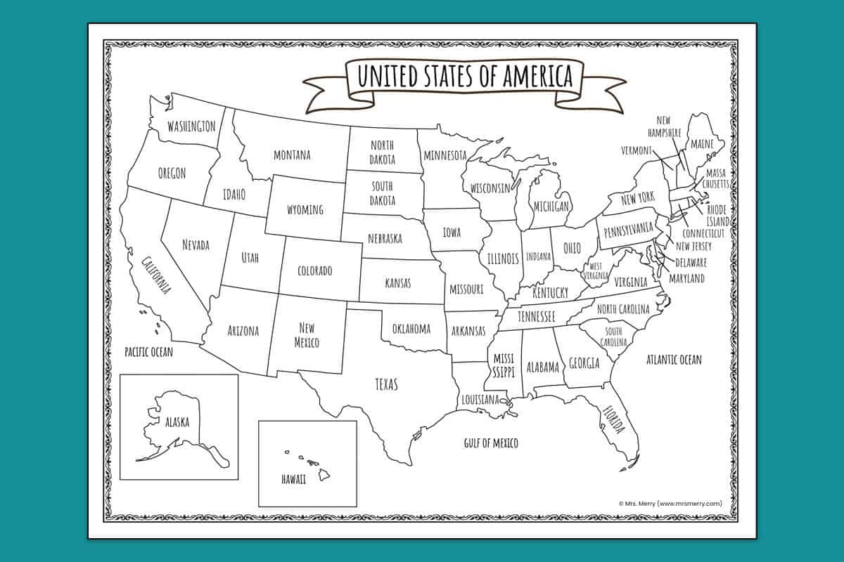 Free Printable Map Of USA With States Labeled Free Printable Map Of USA With States Labeled