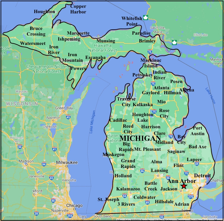 Free Printable Michigan Map Year Michigan Maps Printables For Everyone