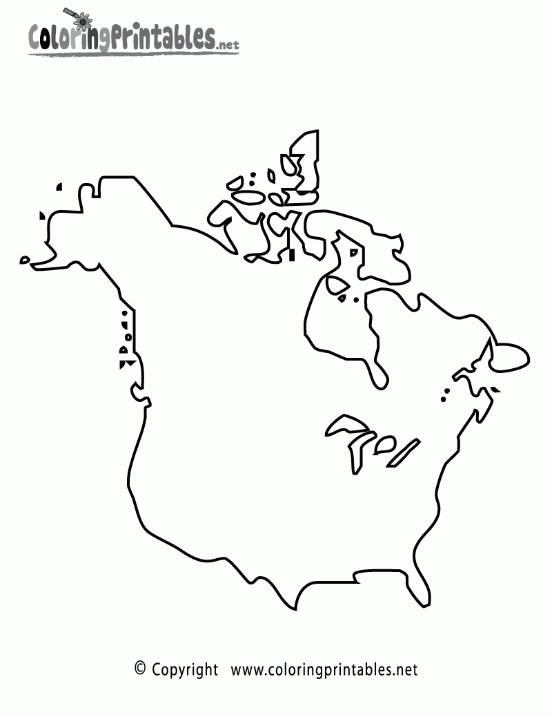 Free Printable North America Map Coloring Page