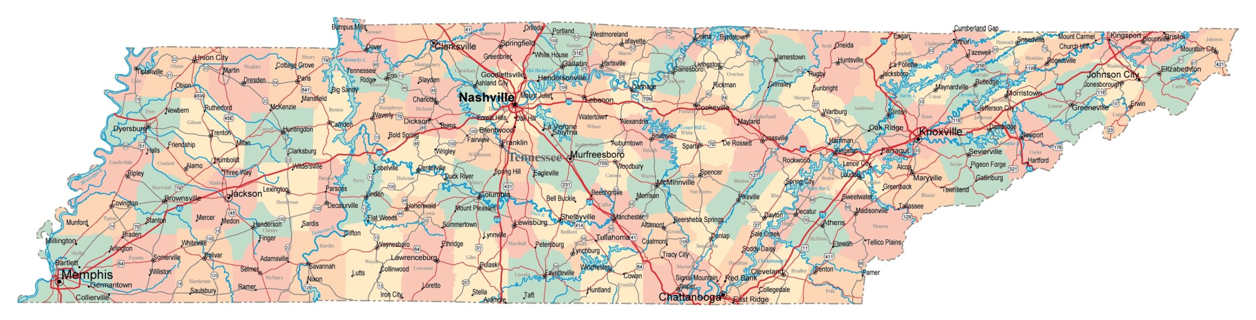 Free Printable Tennessee State Map Easy Download Printables For 