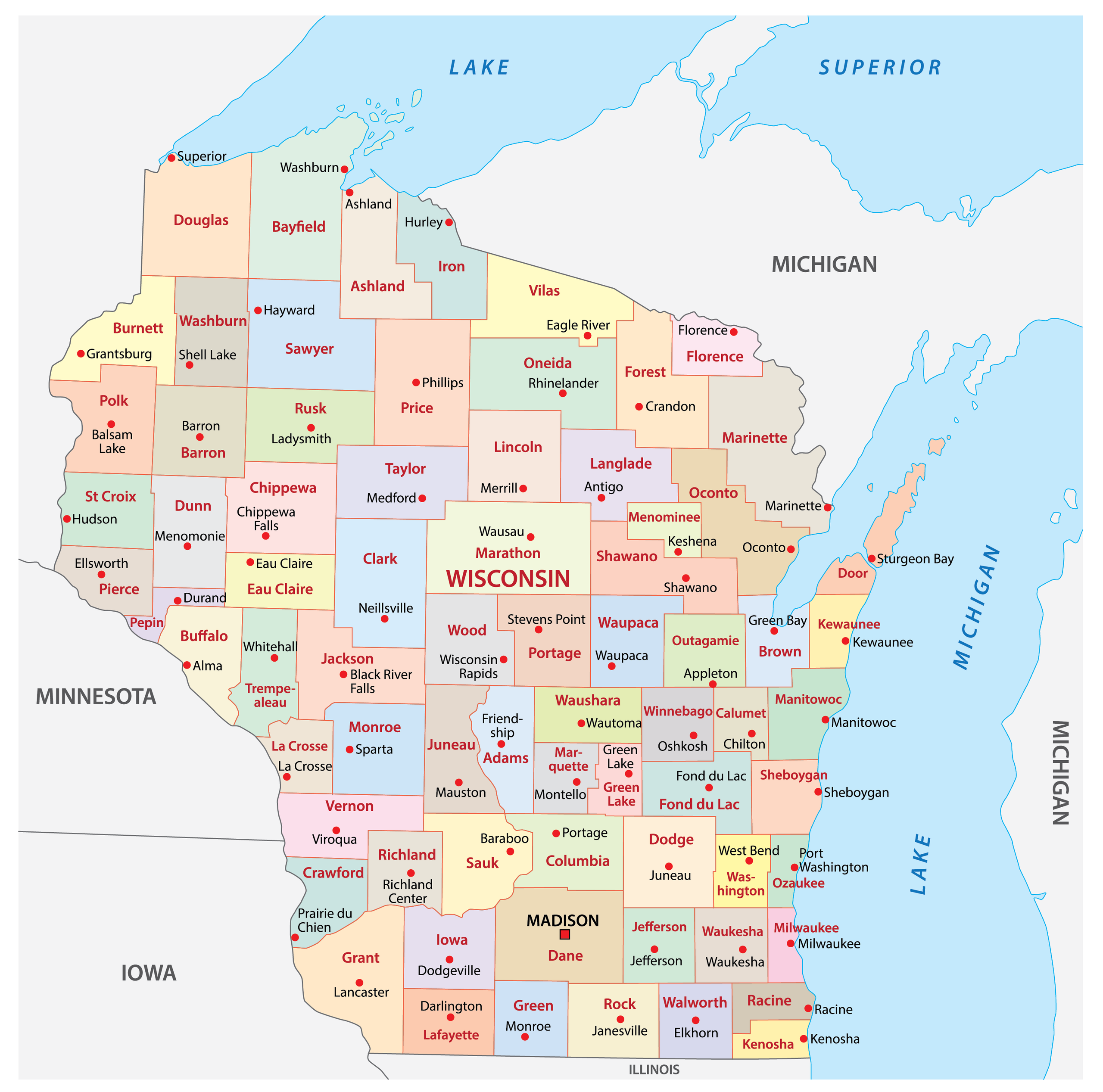 Free Printable Wisconsin County Map Easy Download Printables For