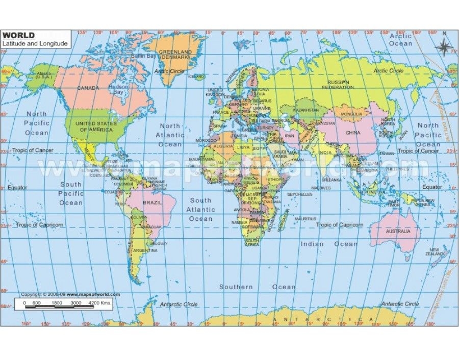 Free Printable World Map Latitude Longitude