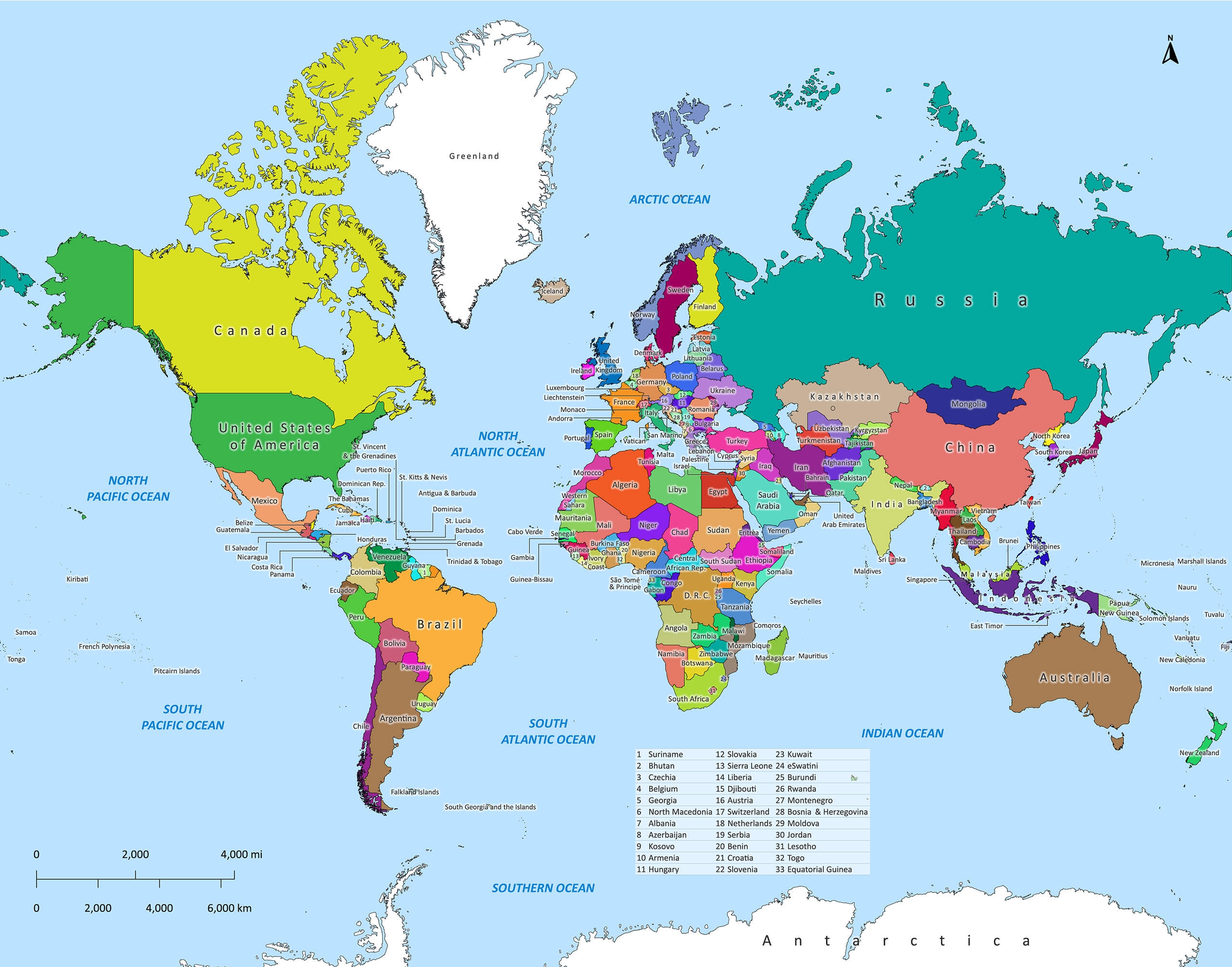 Free Printable World Map With Countries Labeled Pdf Download Free 