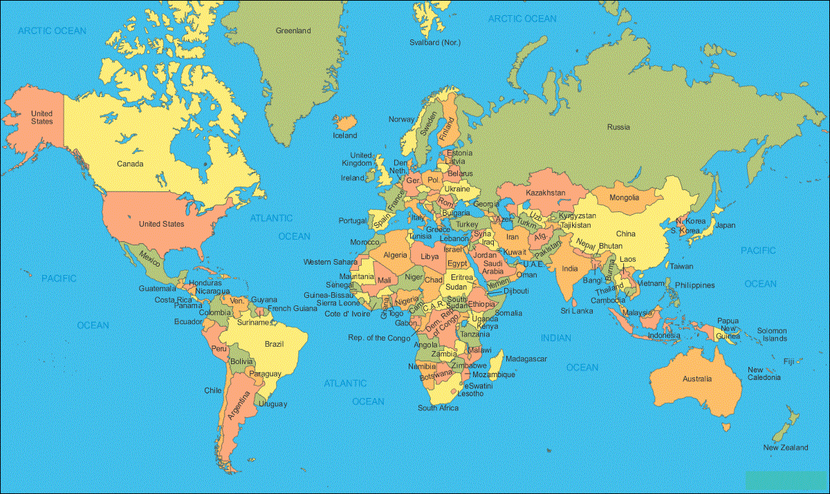 Free Printable World Map With Countries Labeled World Map With Countries