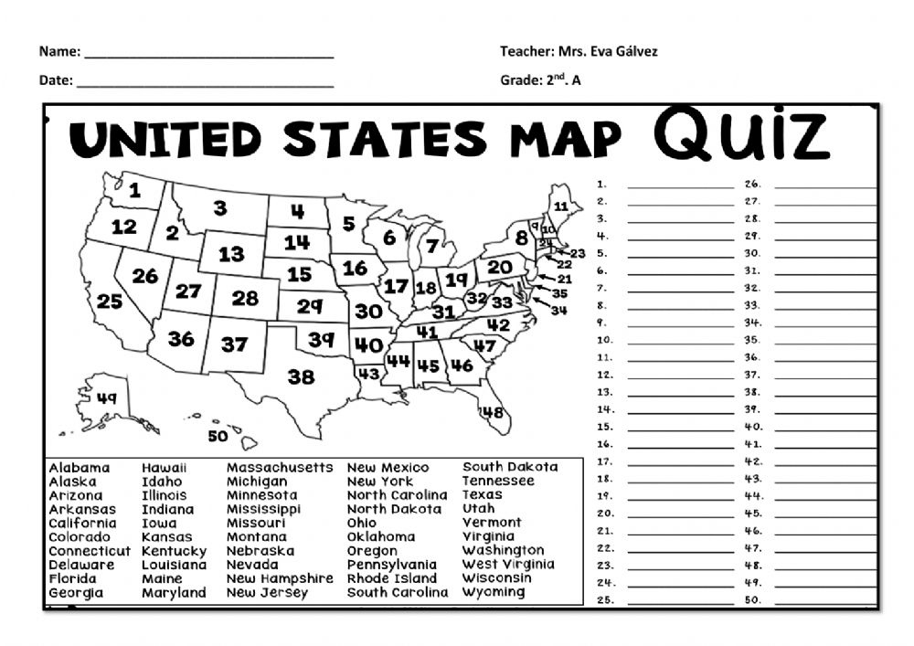 Free US Map Quiz Printable Test Your Knowledge Printables For Everyone