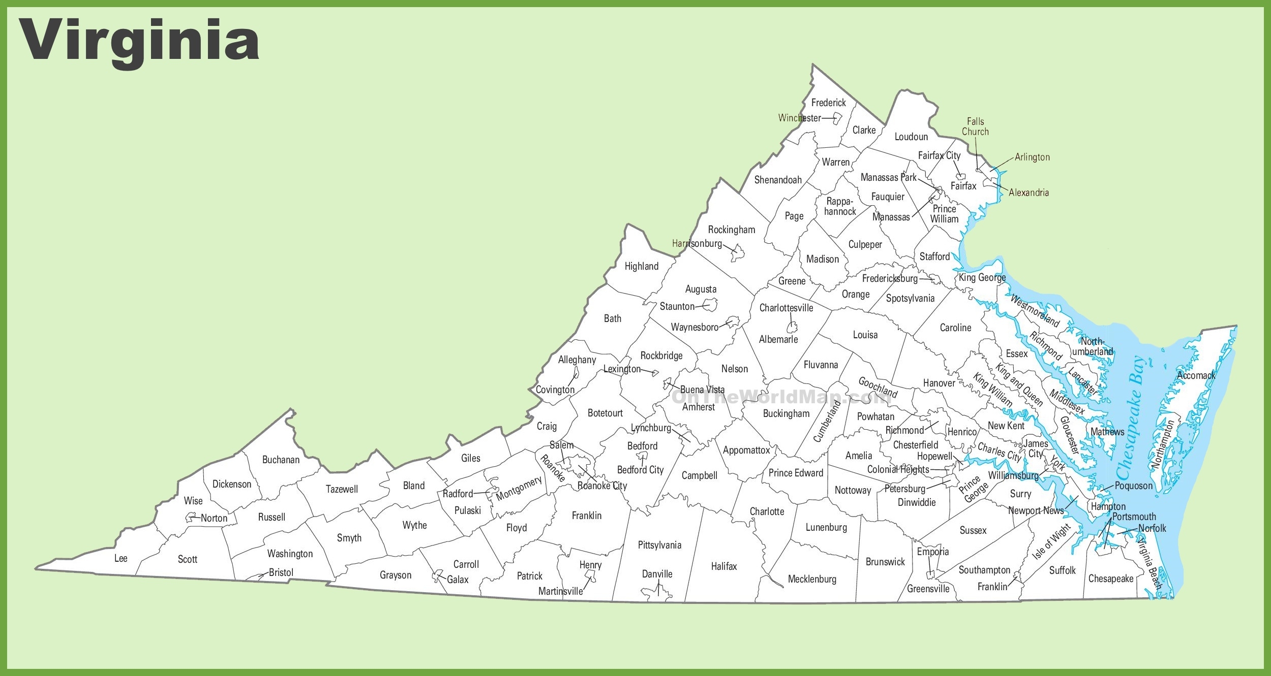Free Virginia County Map Printable Easy Download Printables For Everyone