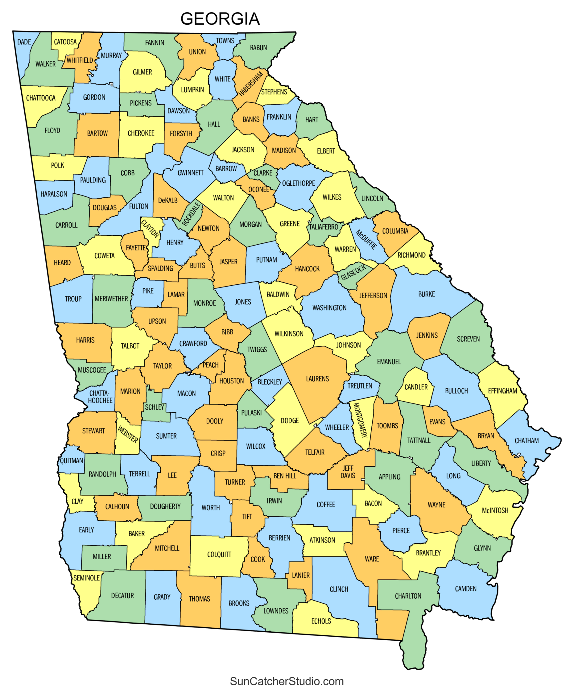 Georgia County Map Printable Jenny Blog