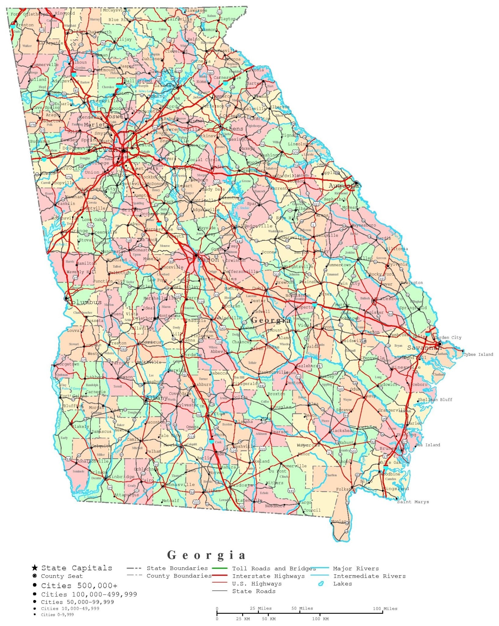 Georgia State Map Printable Free Printable Maps