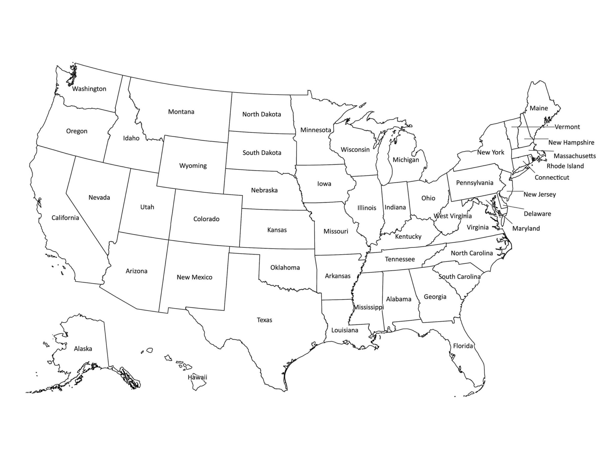 Get Your FREE United States Map Labeled Printable Printables For Everyone