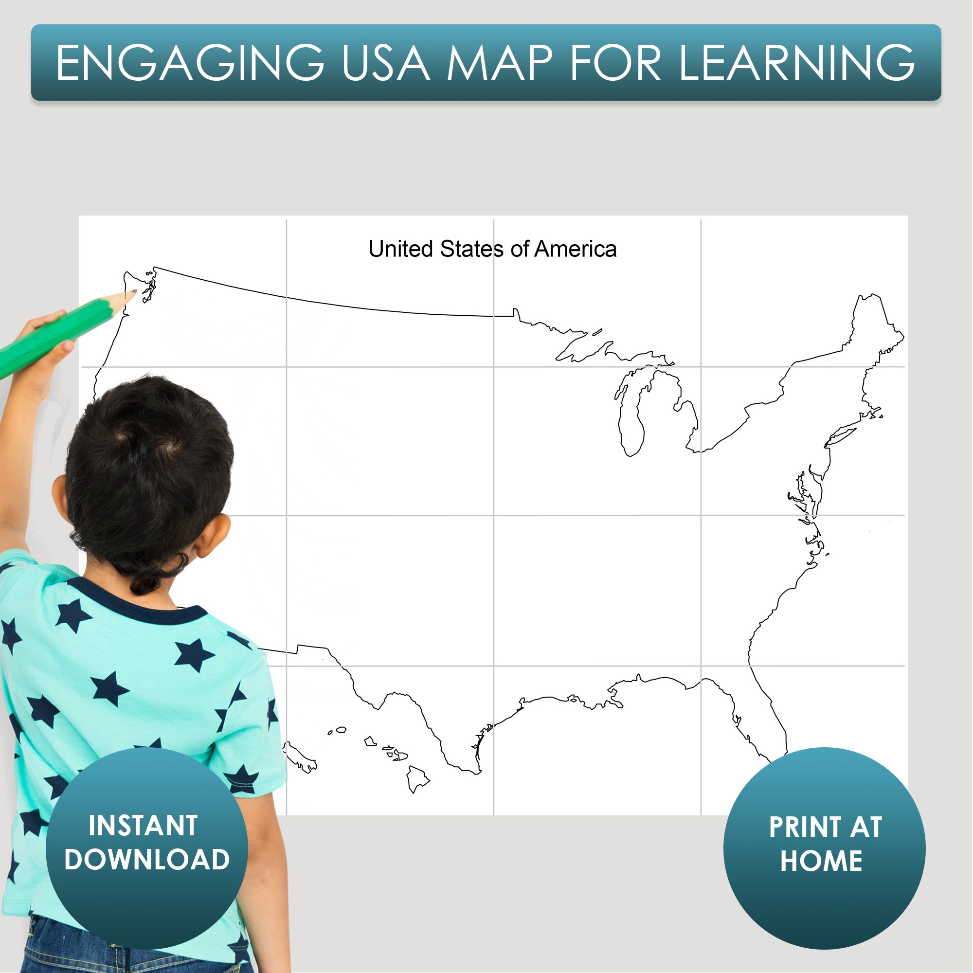 Giant Printable USA Map Outline Print Cut And Assemble