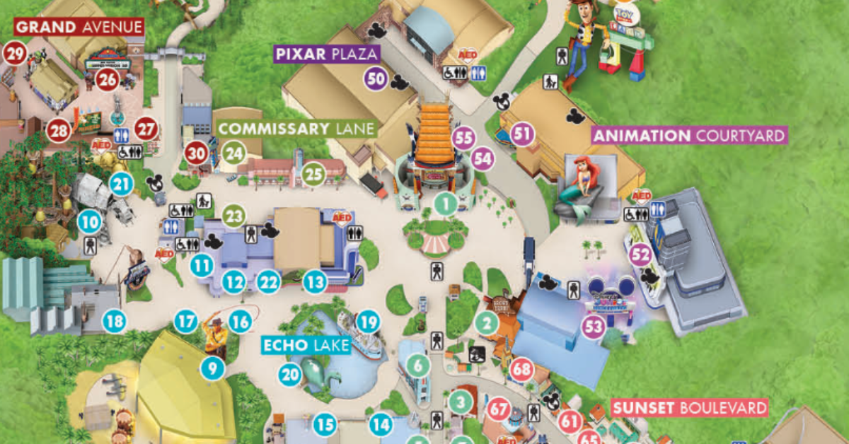 Hollywood Studios Printable Map 2024
