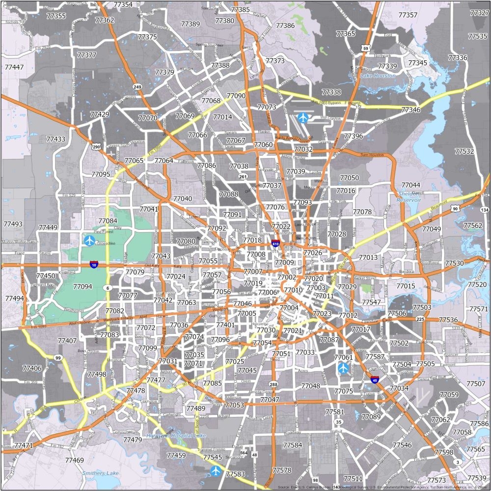 Houston Zip Code Map GIS Geography Worksheets Library