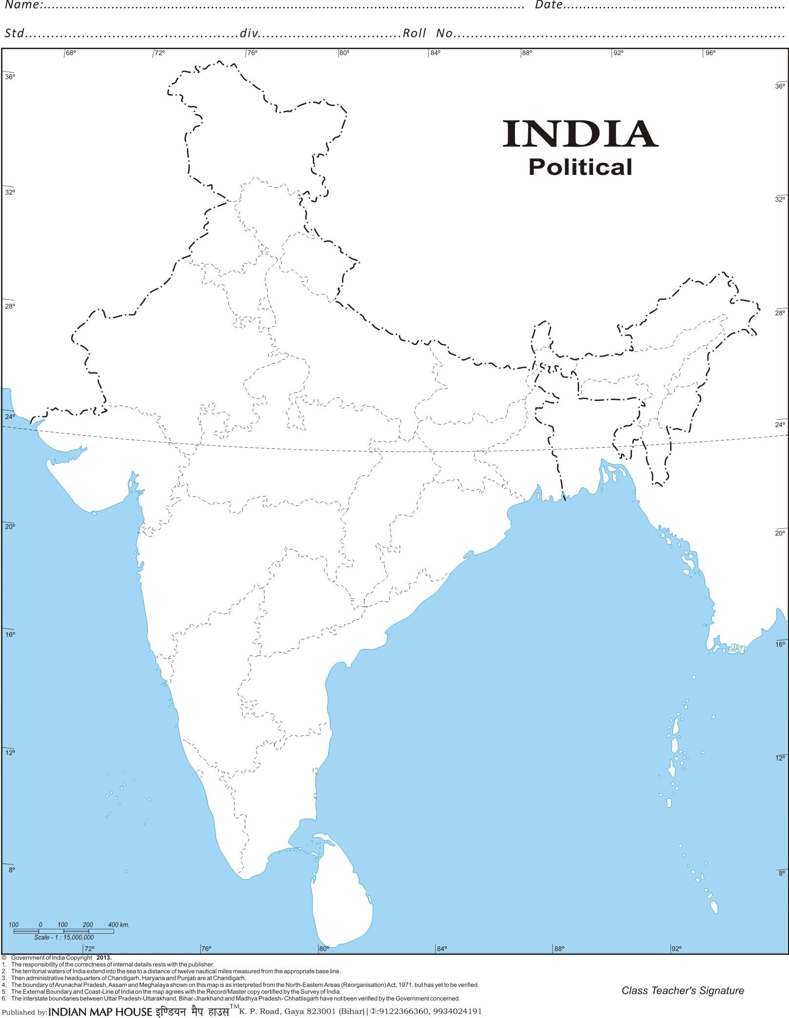 India Map Printable Pdf
