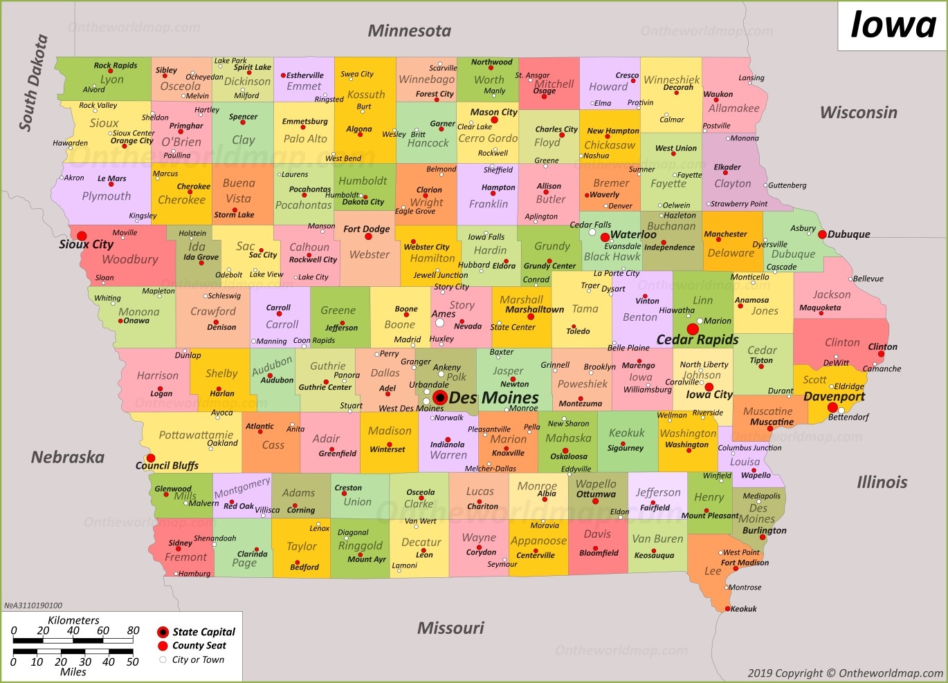Iowa State Map Printable