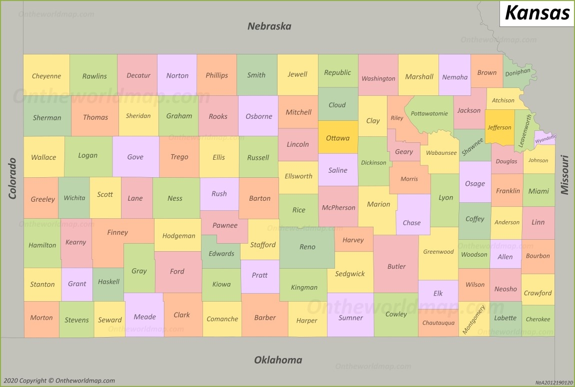 Kansas County Map Printable