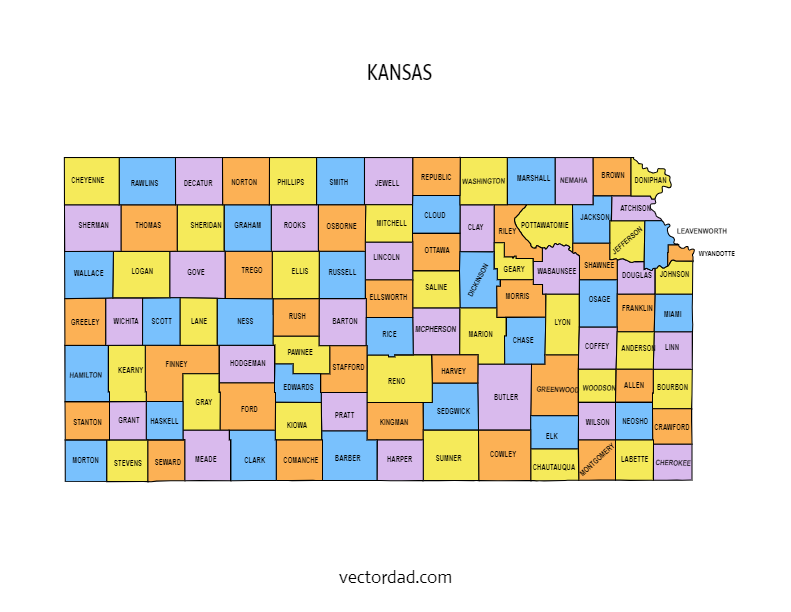 Kansas County Map Printable