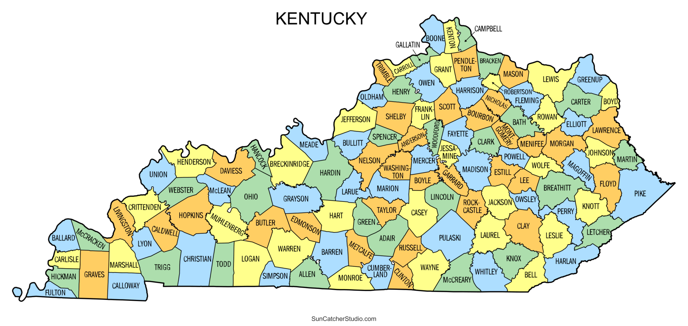 Kentucky Counties Map Printable Printable Template Hub