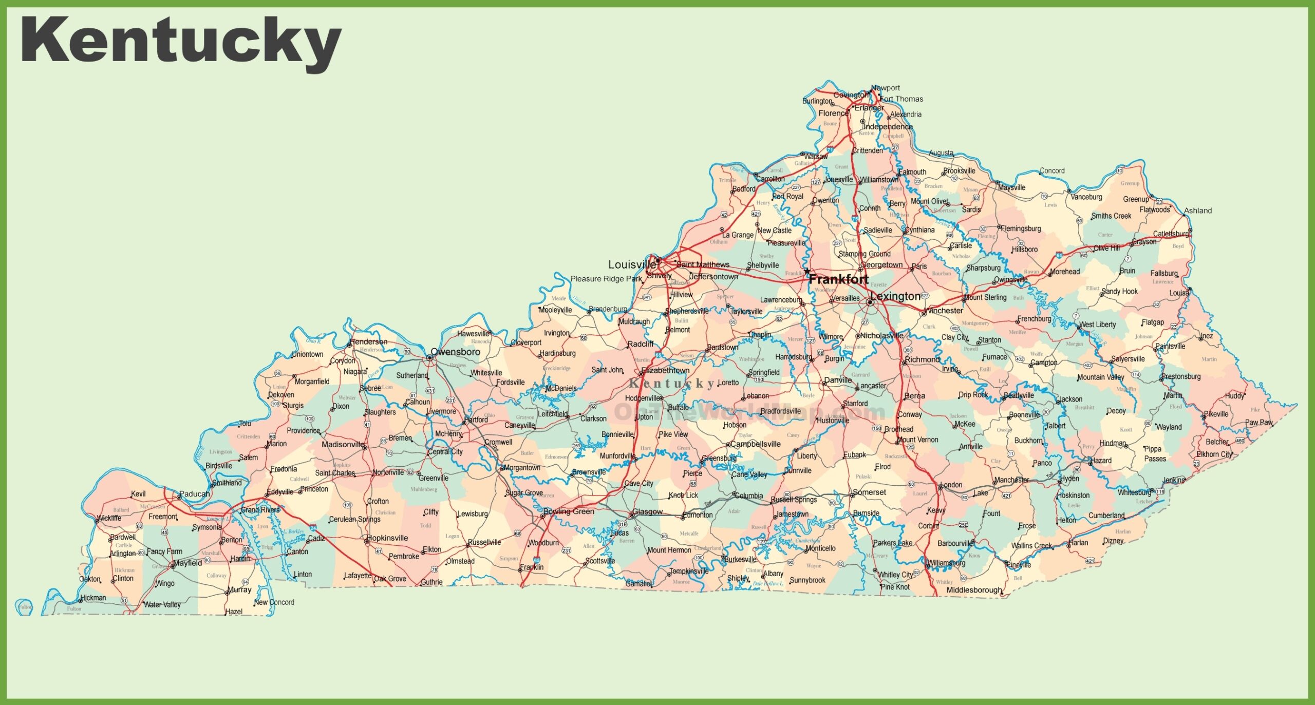 Kentucky Road Map Printable