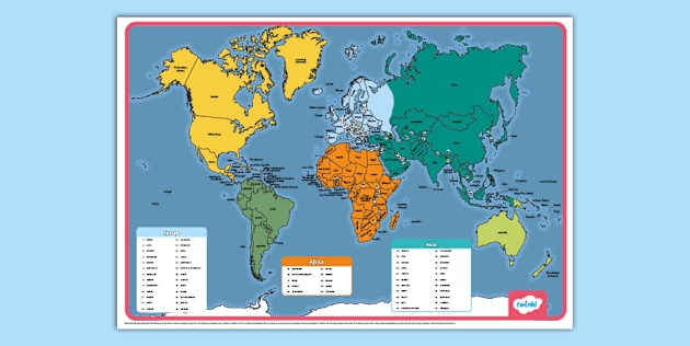KS1 Labelled Printable World Map World Geography Map Worksheets Library