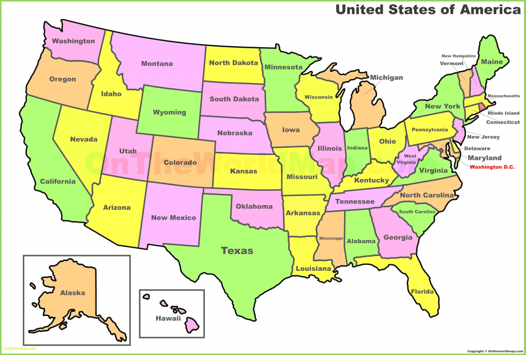 Labeled United States Map Printable