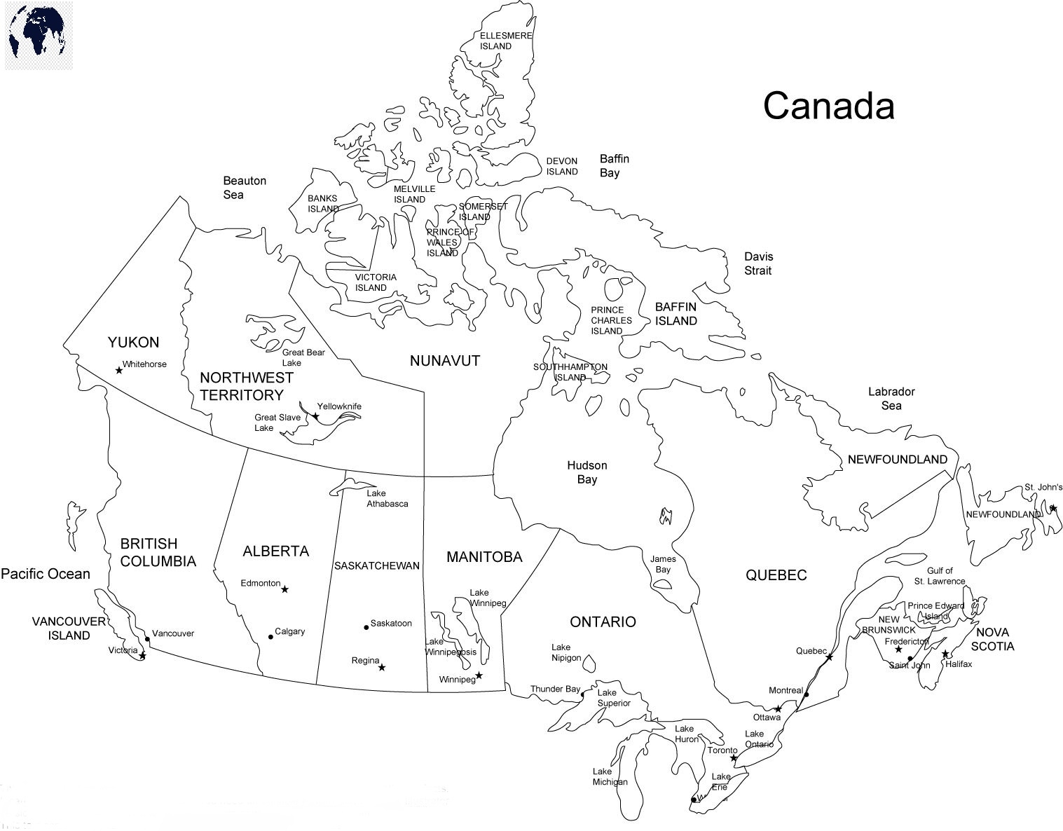 Large Printable Map Of Canada