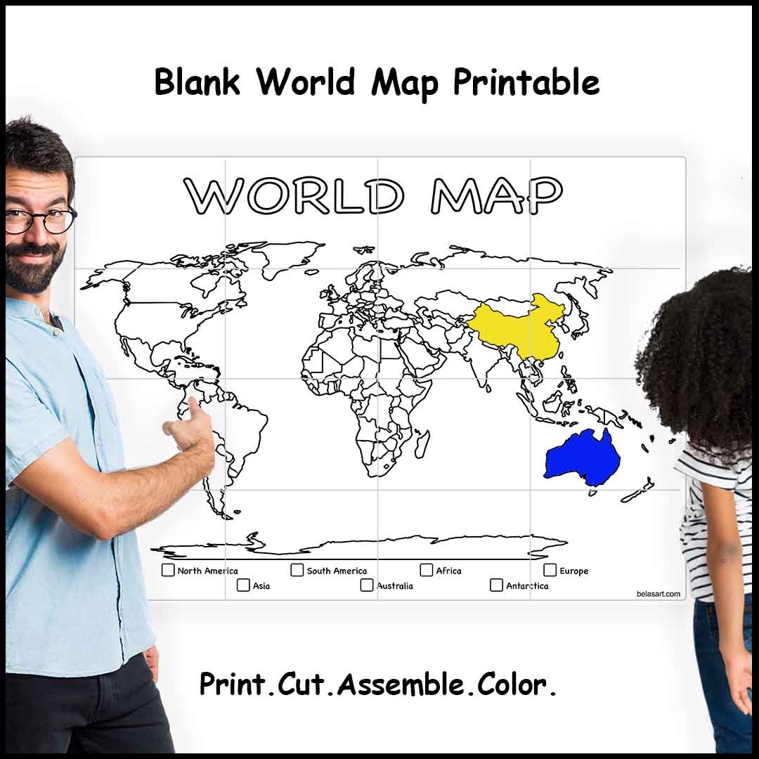 Large Printable World Map Multiple Pages