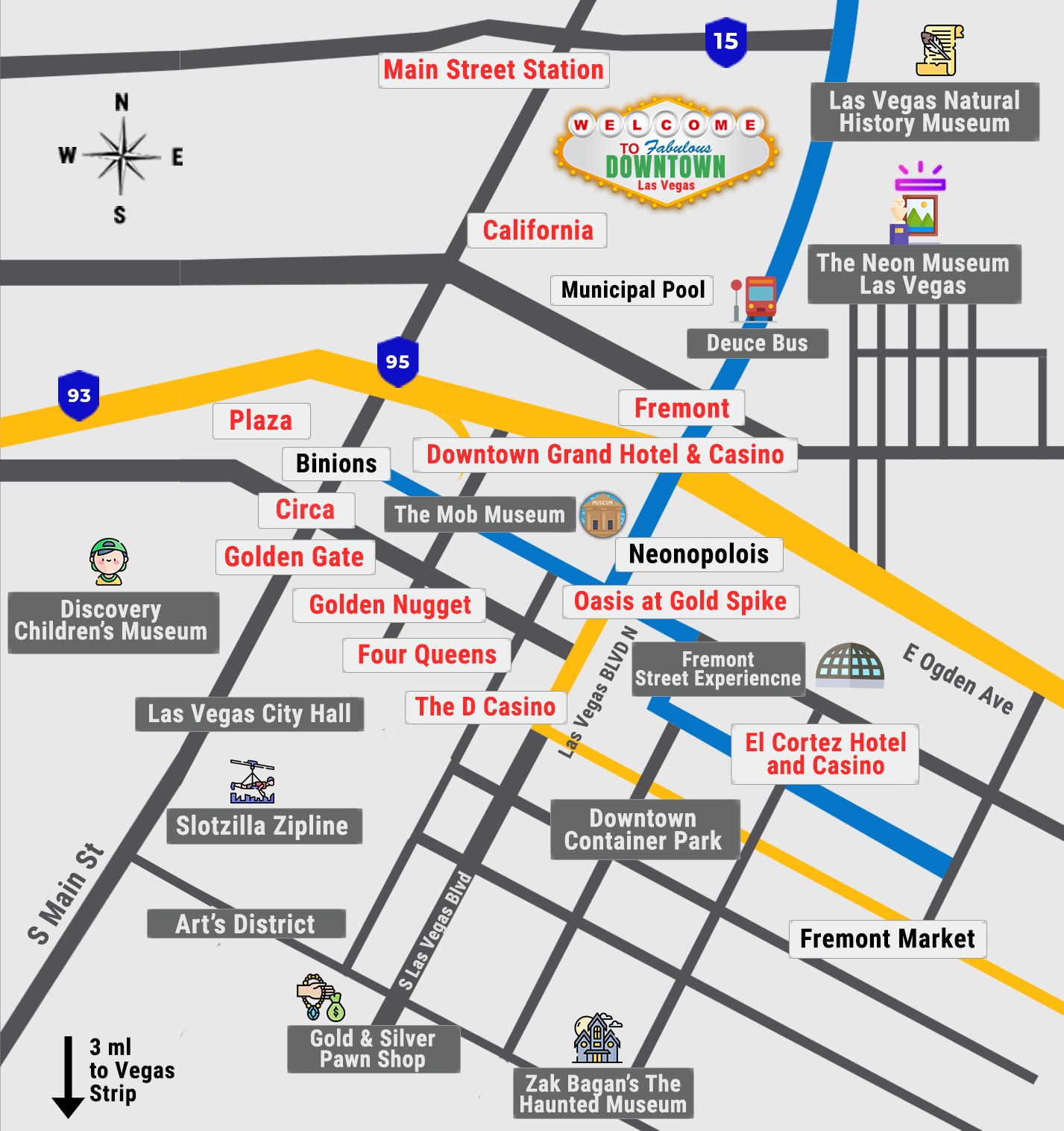 Las Vegas Downtown Map Printable