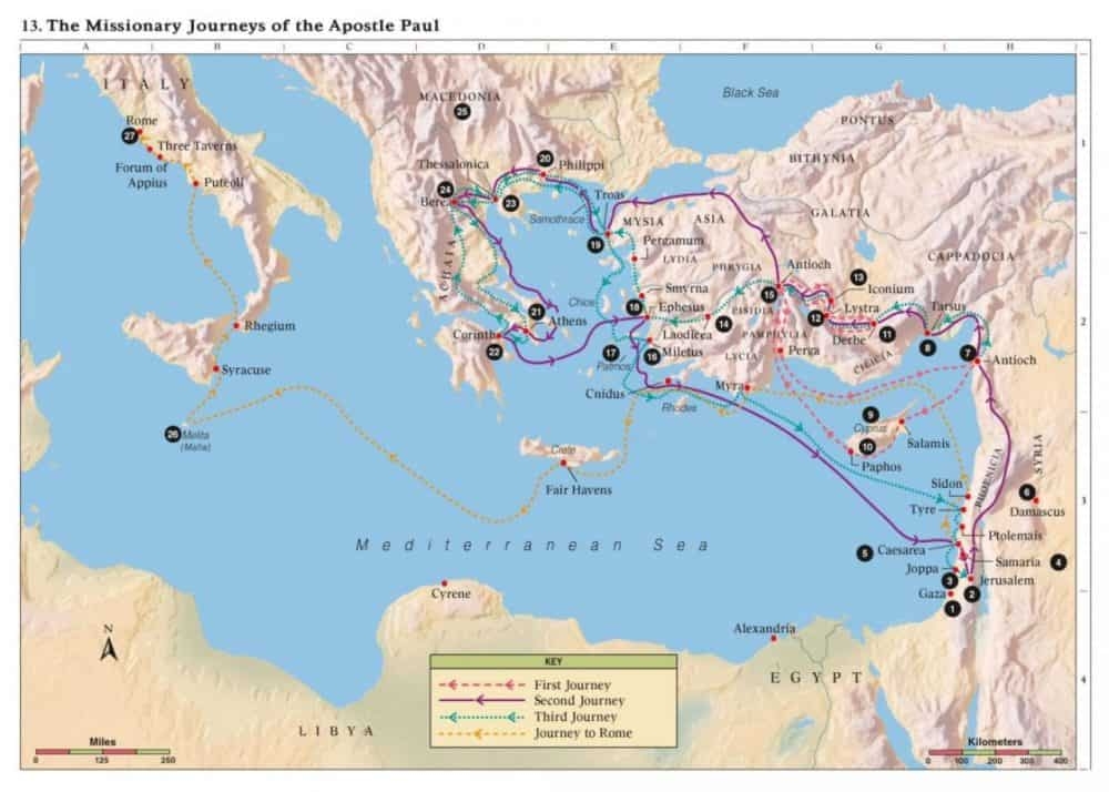 Location Of Seven Churches Of Revelation With Paul 39 s Mission Journeys 