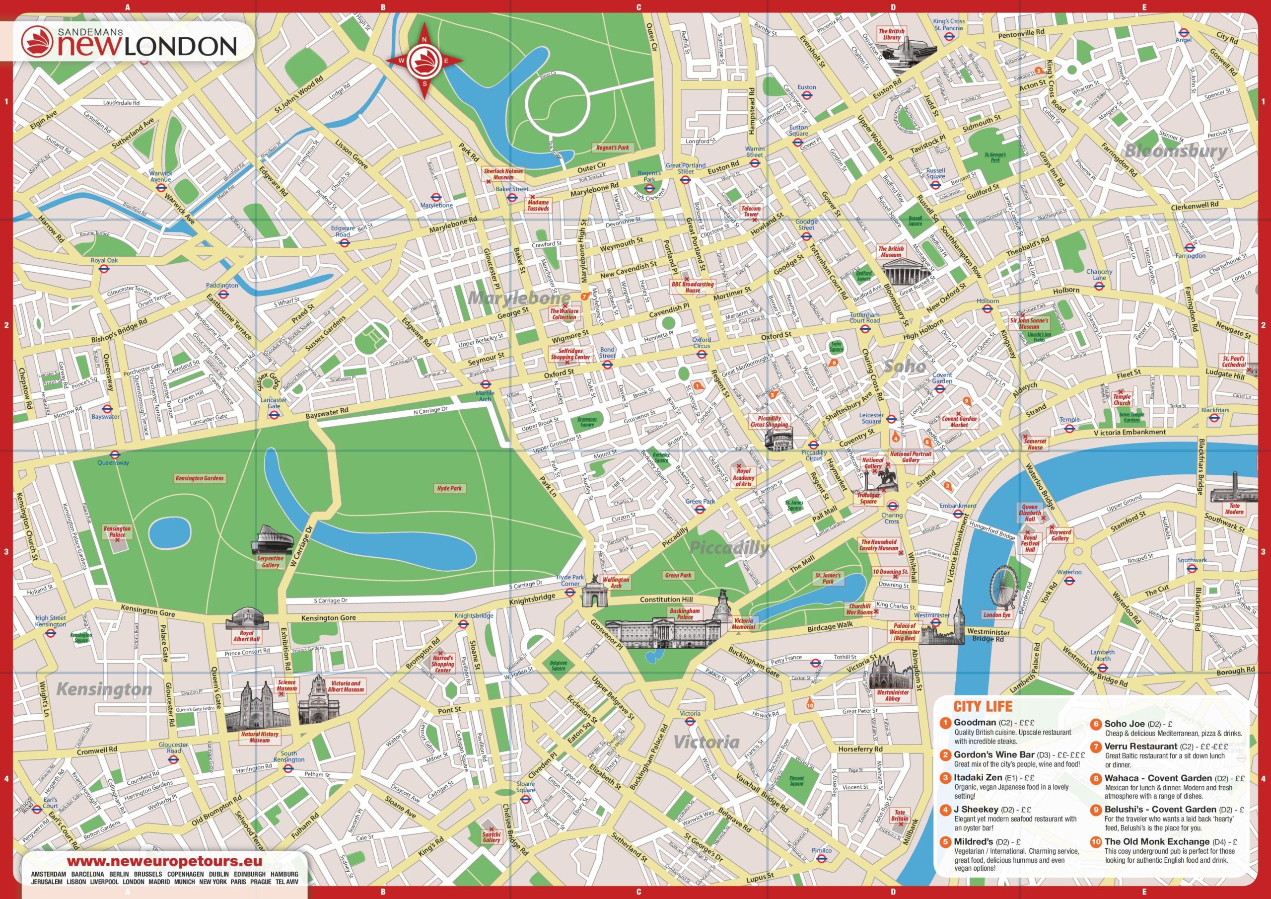 London Map Tourist Attractions Printable