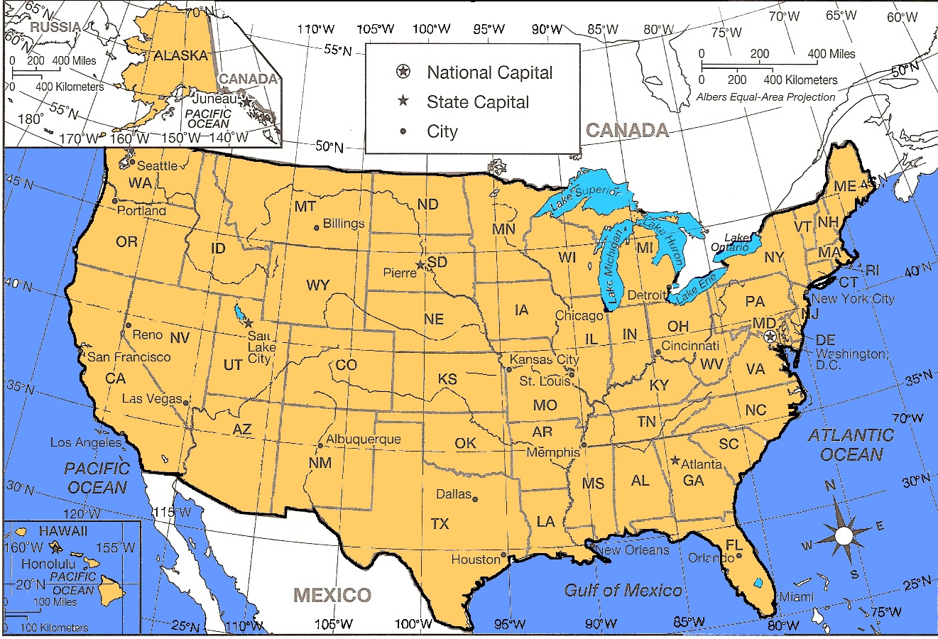 Longitude And Latitude Map USA Printable Map Of USA