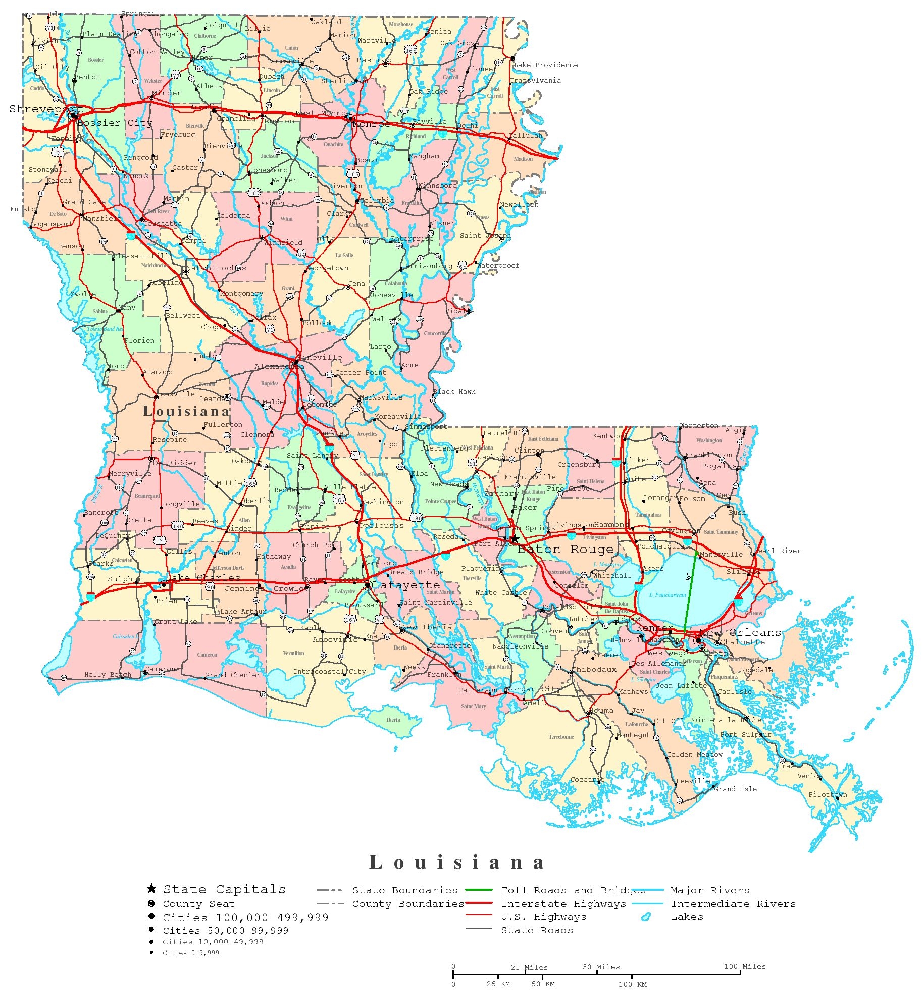 Louisiana Map Printable