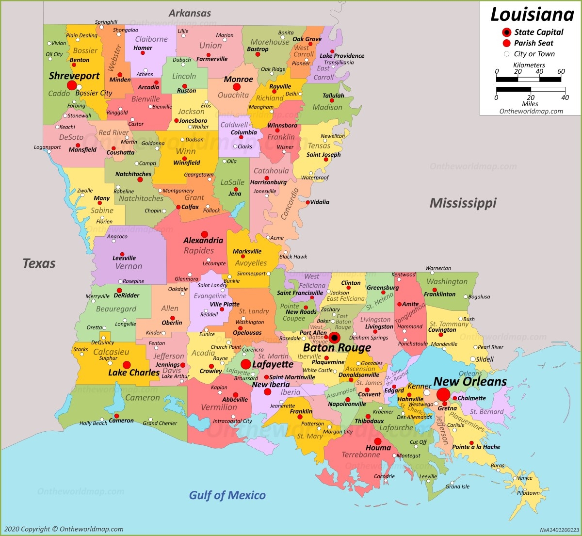 Louisiana Map Printable