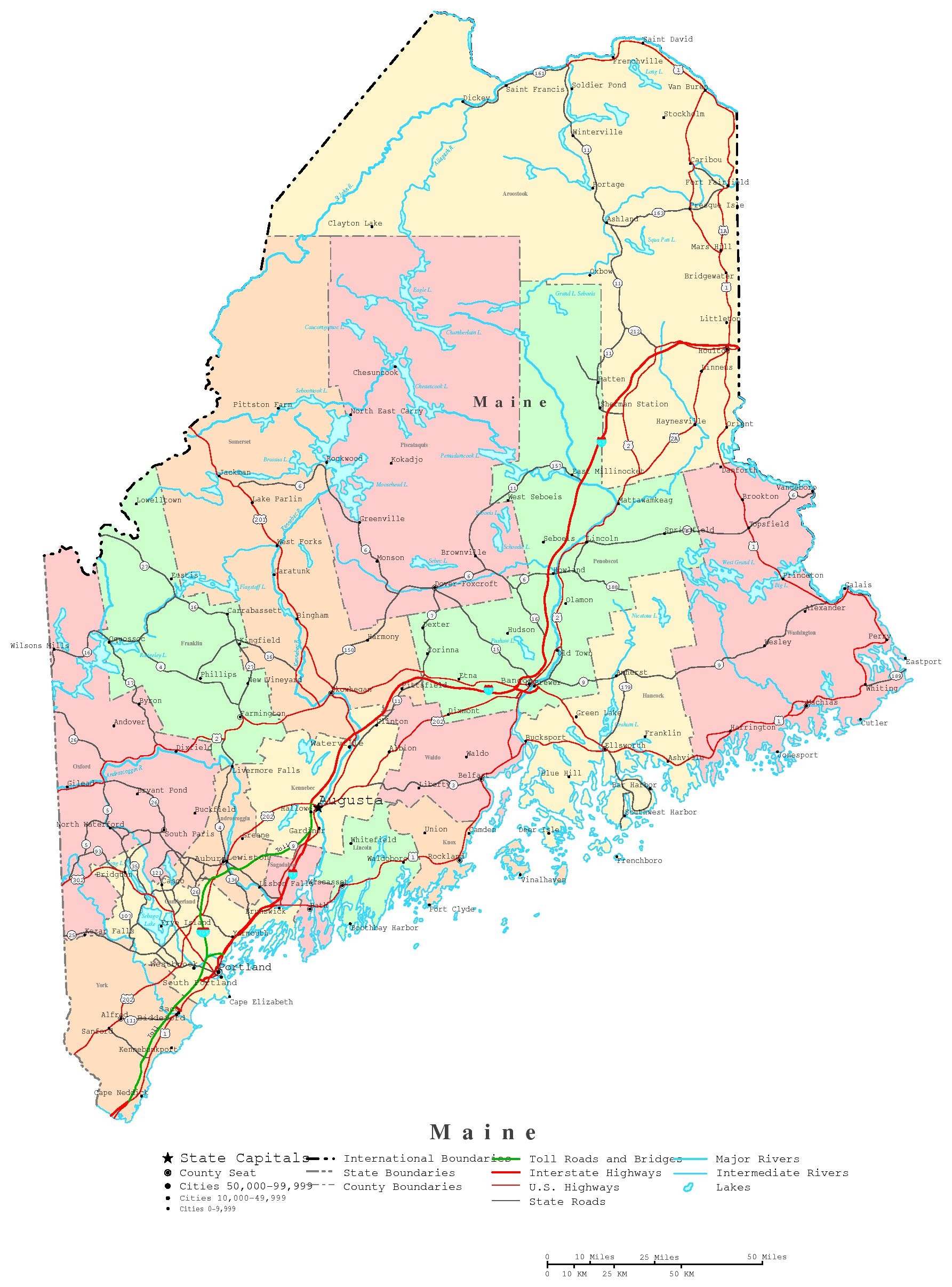Maine Printable Map