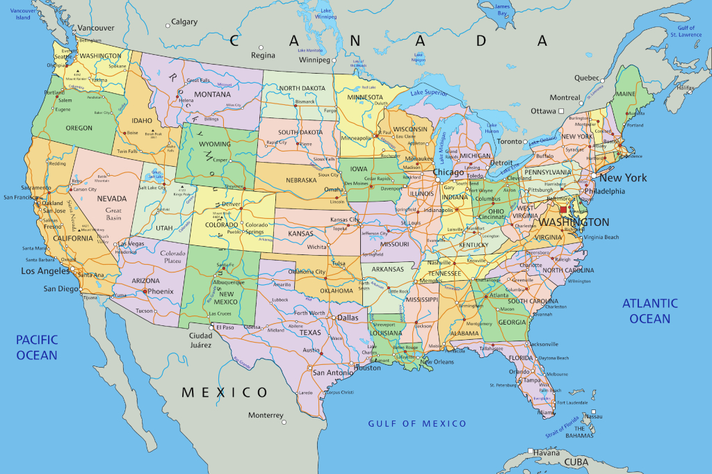 Major Cities Of USA Map Printable US Maps